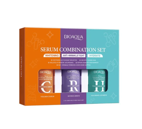 Bioaqua 3-in-1 Facial Serum Set – Vitamin C, Retinol & Hyaluronic Acid