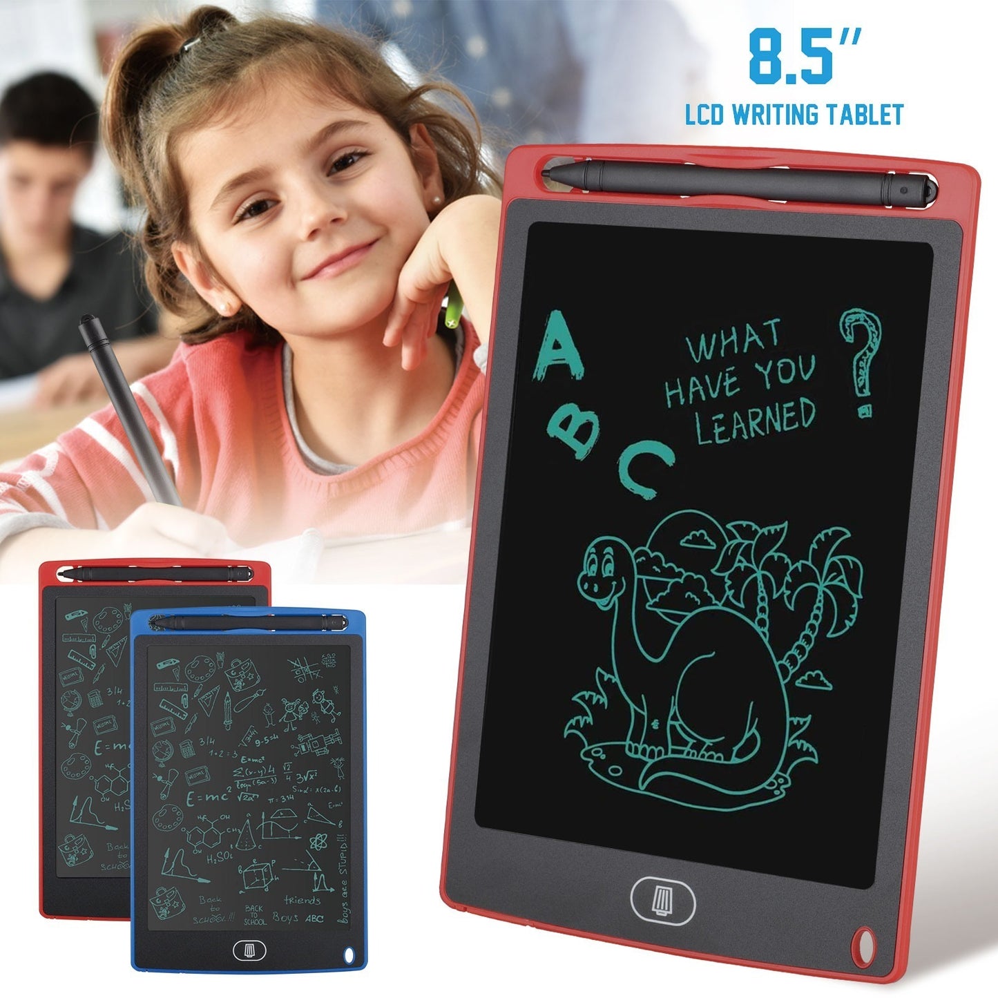 LCD Writing Tablet 8.5 Inch for Kids – Colorful Doodle Pad, Erasable Screen & Lock Feature