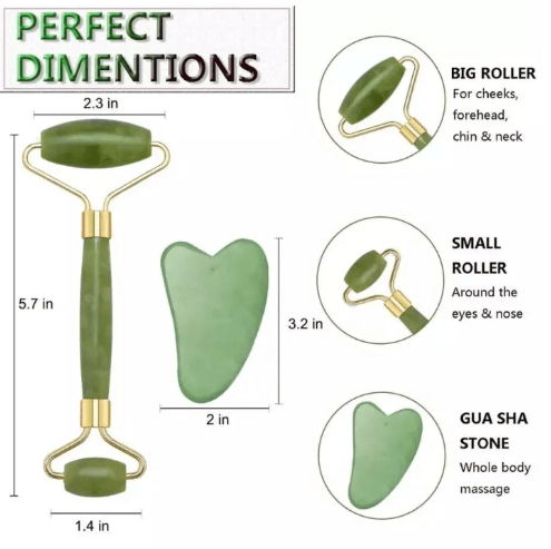 Natural Jade Roller & Gua Sha Set – Anti-Aging Facial Massage Tool ( On Clearance)
